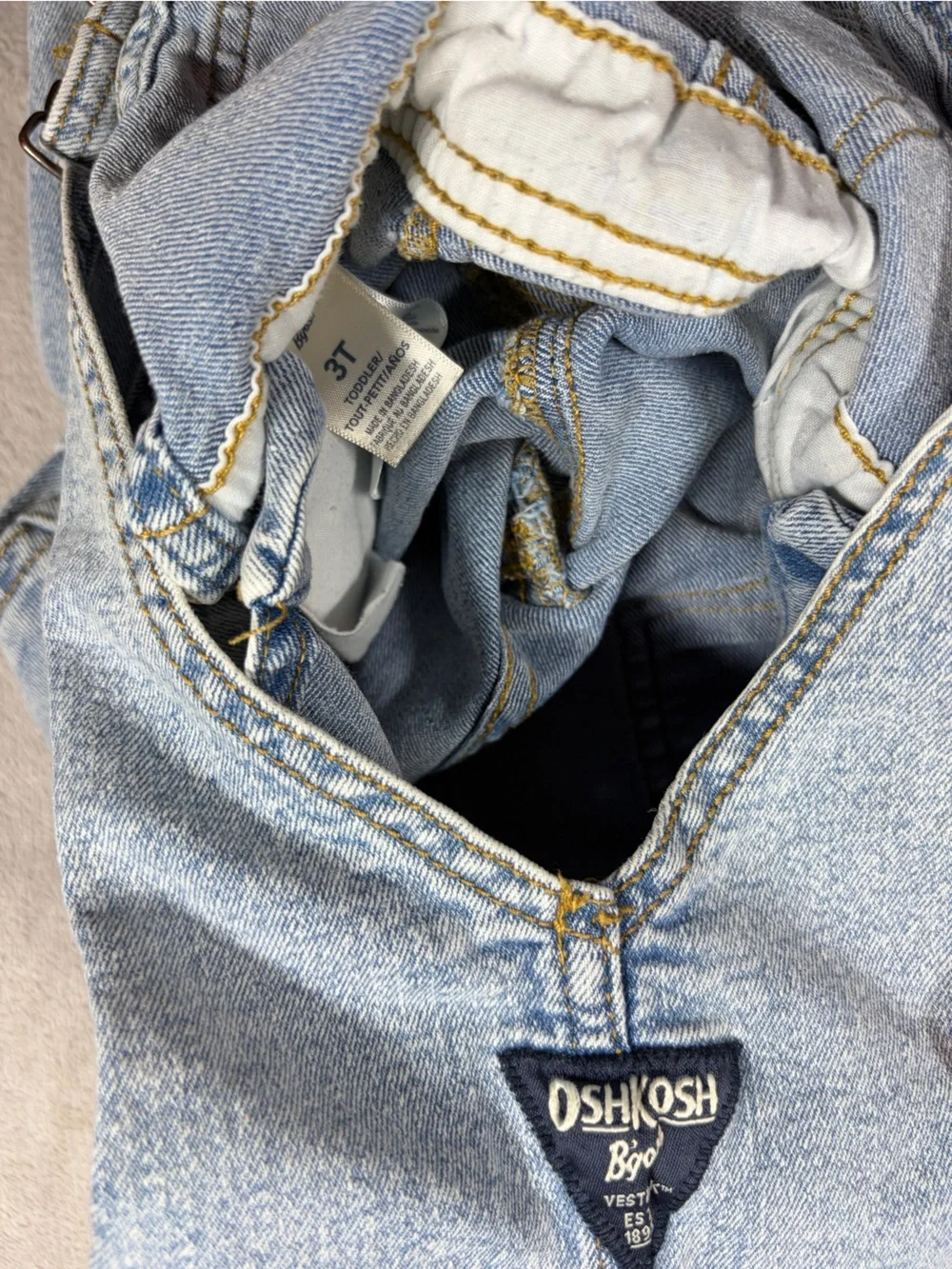 Oshkosh B’gosh Cotton Blend Denim Ligh Blue Jean Overalls Size 3T
